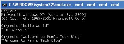 Hello World in Windows XP cmd