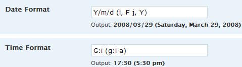 Year Month Date Time format in WordPress